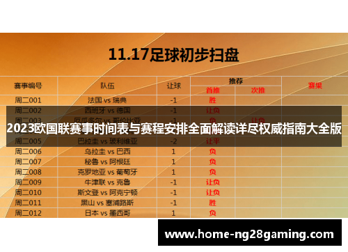 2023欧国联赛事时间表与赛程安排全面解读详尽权威指南大全版